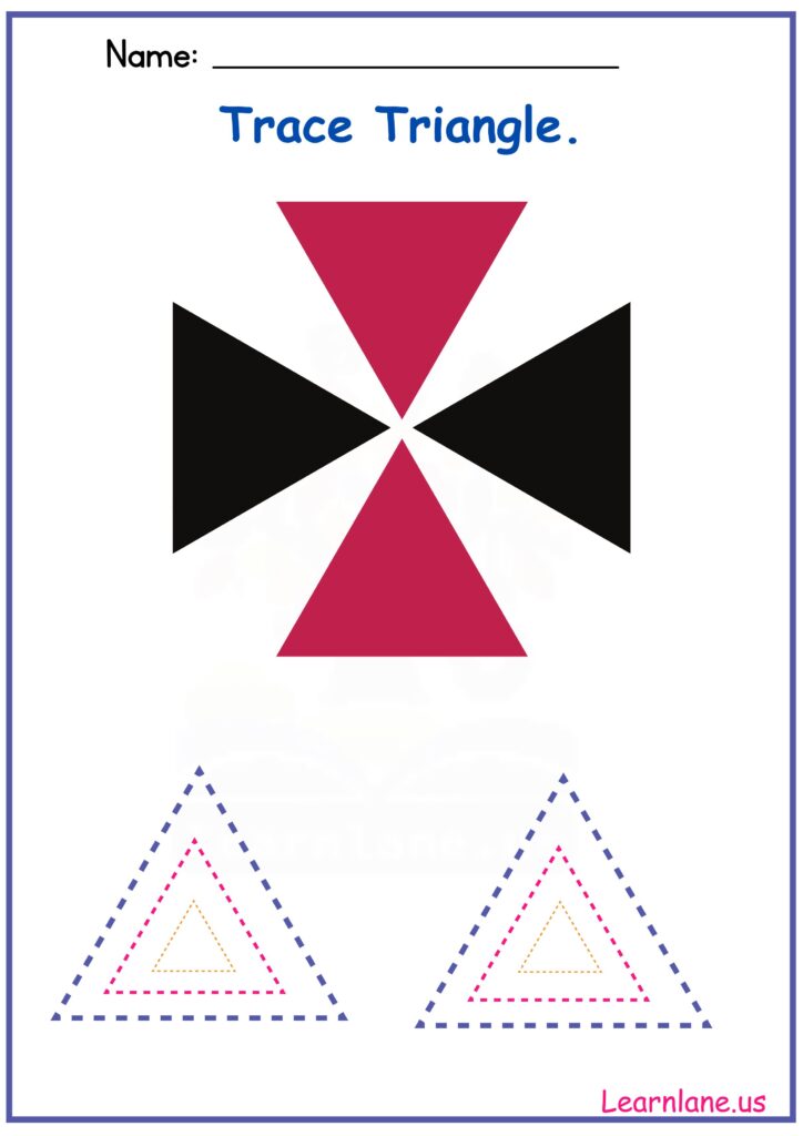 Image showing Trace the Shape Triangle with Dotted Lines Worksheet for Preschool