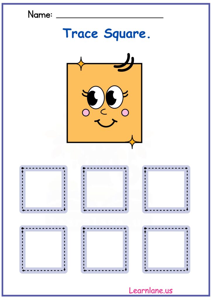 Trace the Shape square Worksheet for Preschool