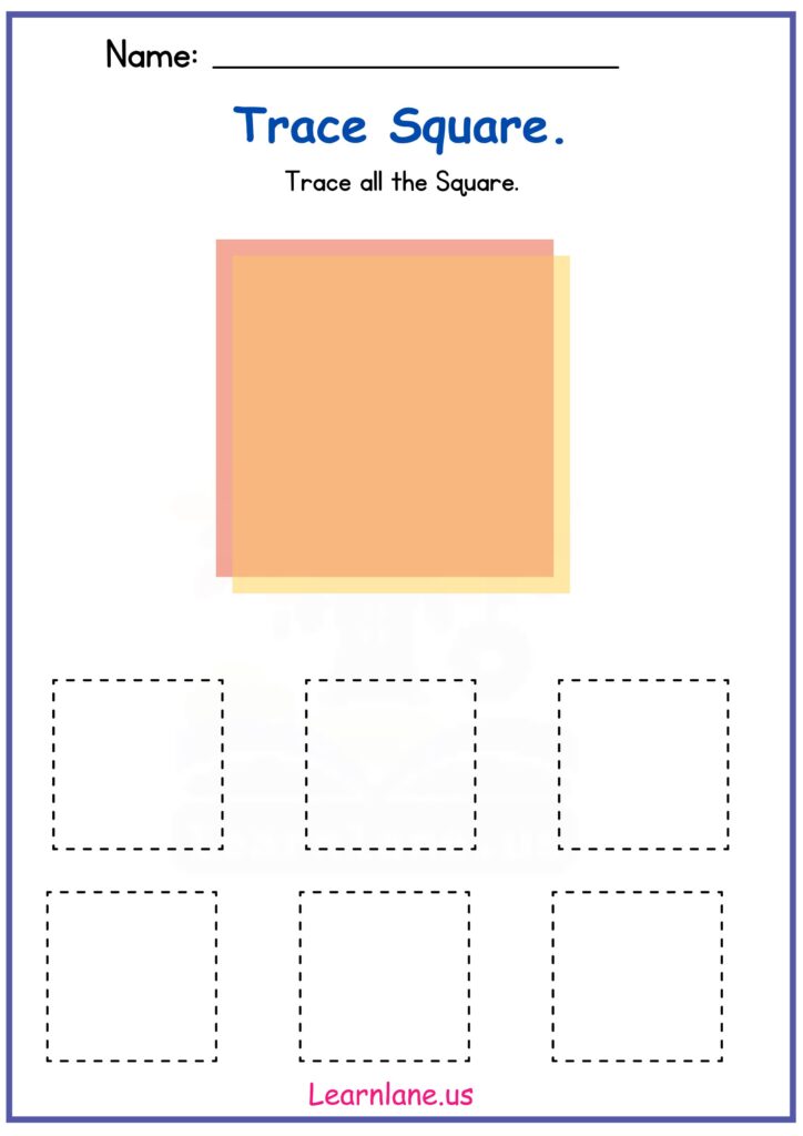 Trace the Square Worksheet for Preschool