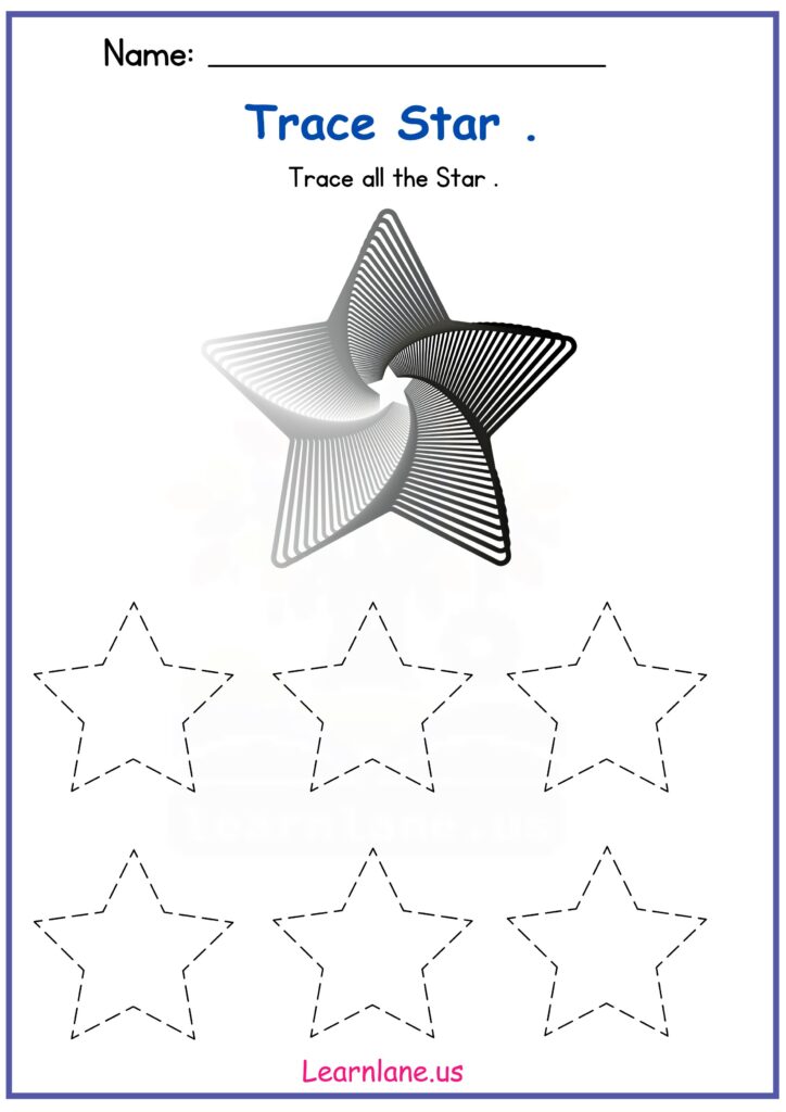 Image showing Trace the Star Worksheet for Preschool