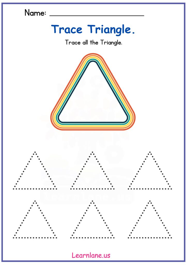 Image showing Trace the Triangle Worksheet for Preschool