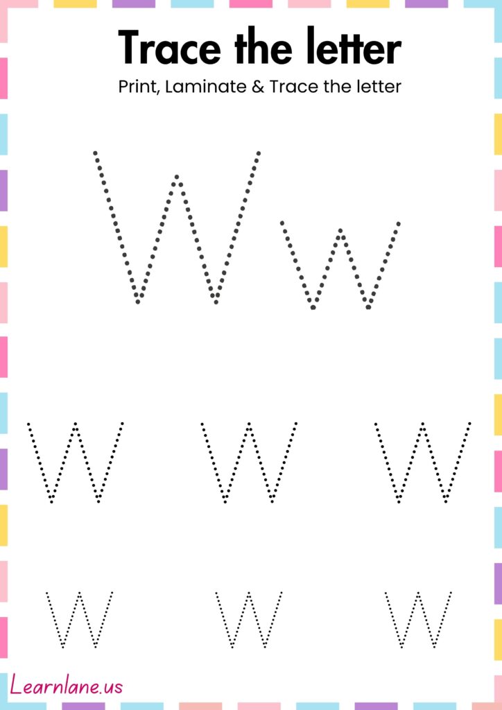 Image showing Trace the simple letter W preschool Worksheet