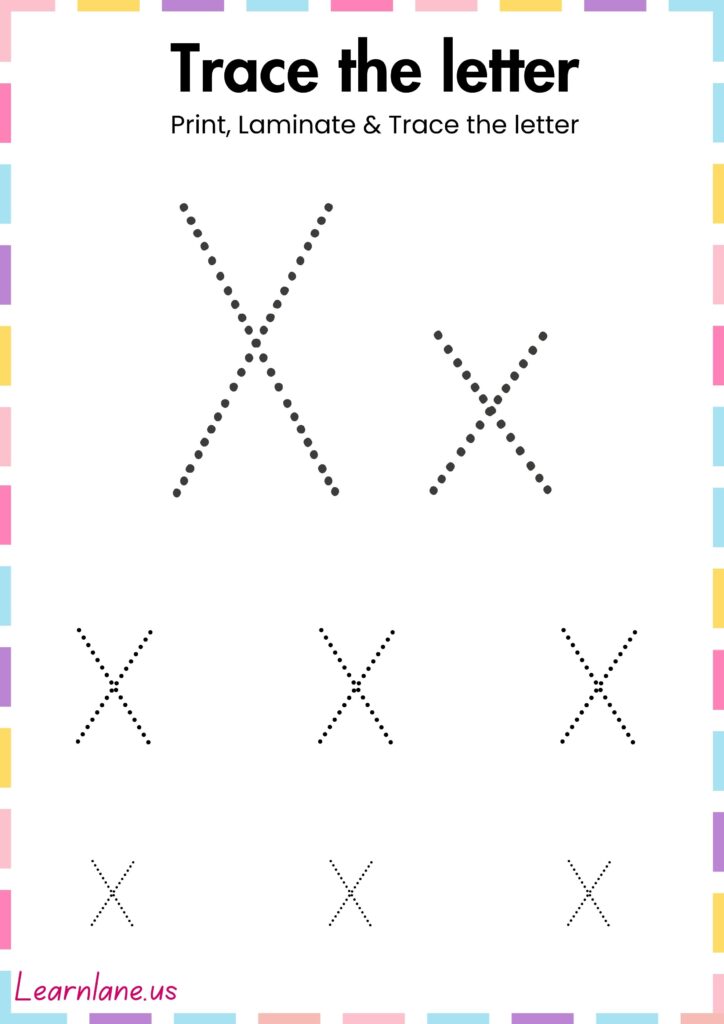 Image showing Trace the simple letter X preschool Worksheet