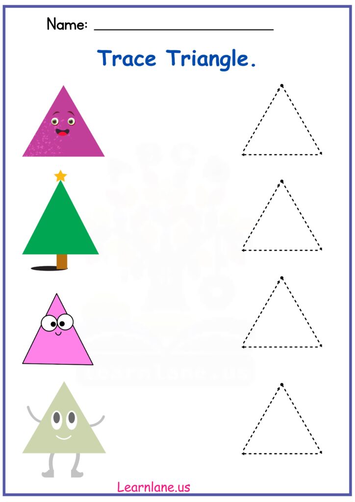 Image showing Triangle Tracing Worksheet for Preschool