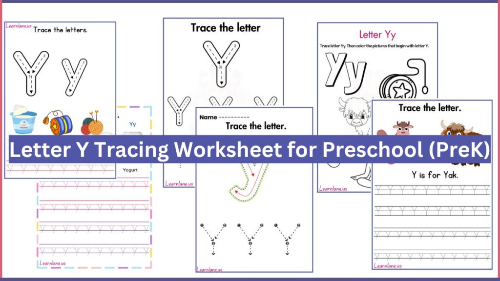 Image showing Letter Y Tracing Worksheets for Preschool