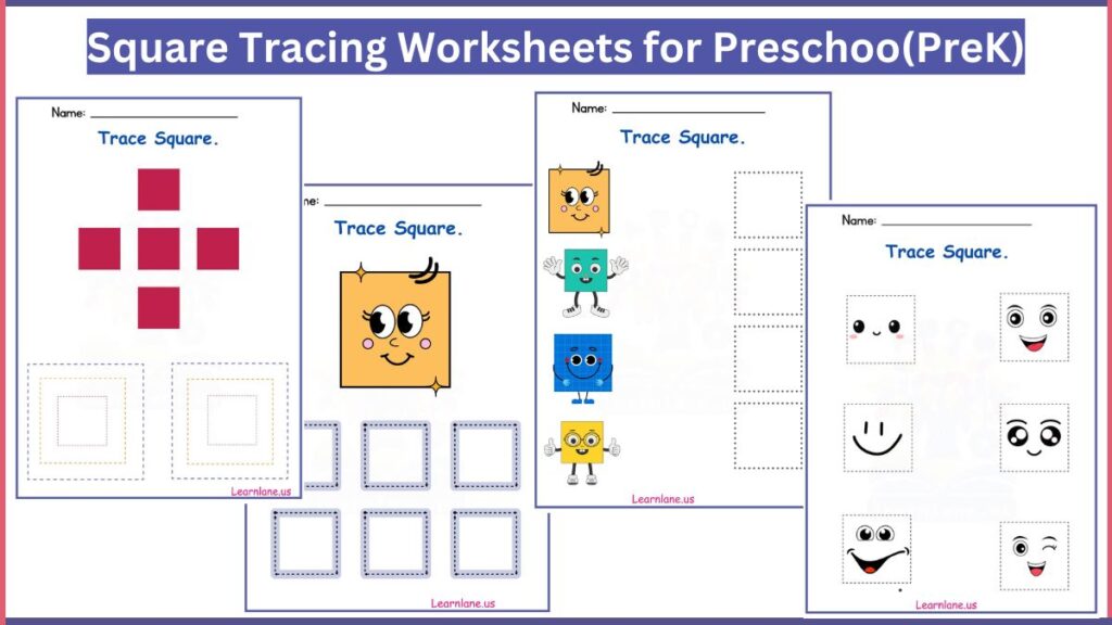 free printable Square Tracing Worksheets for Preschool (PreK) featured image