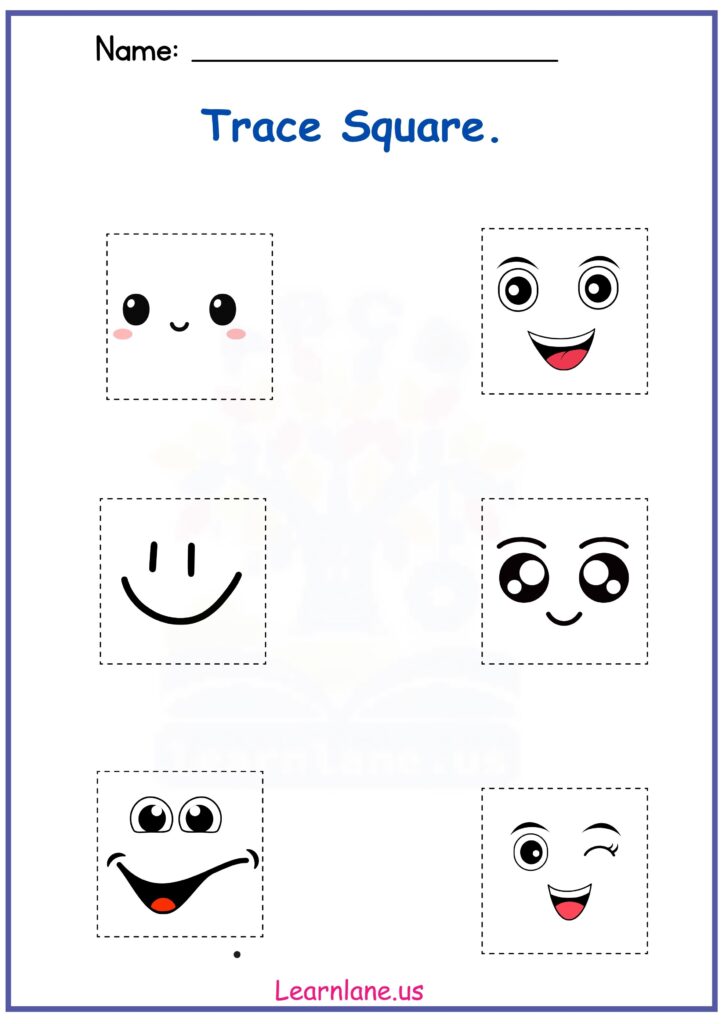 fun and easy Square Tracing Worksheet for Preschool