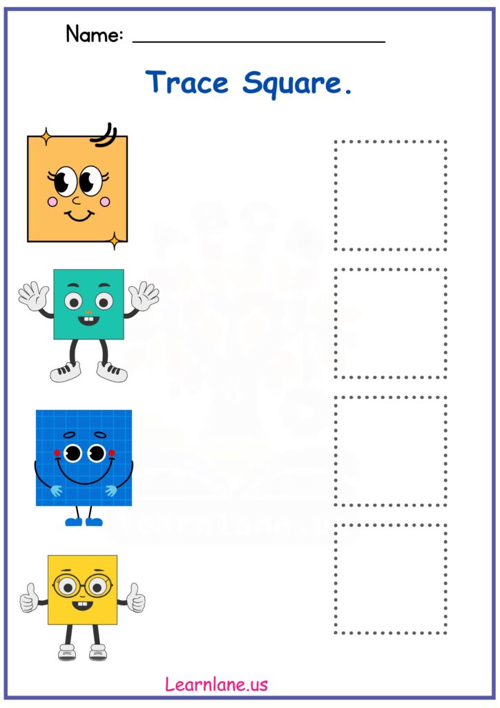 square Tracing Worksheet for Preschool