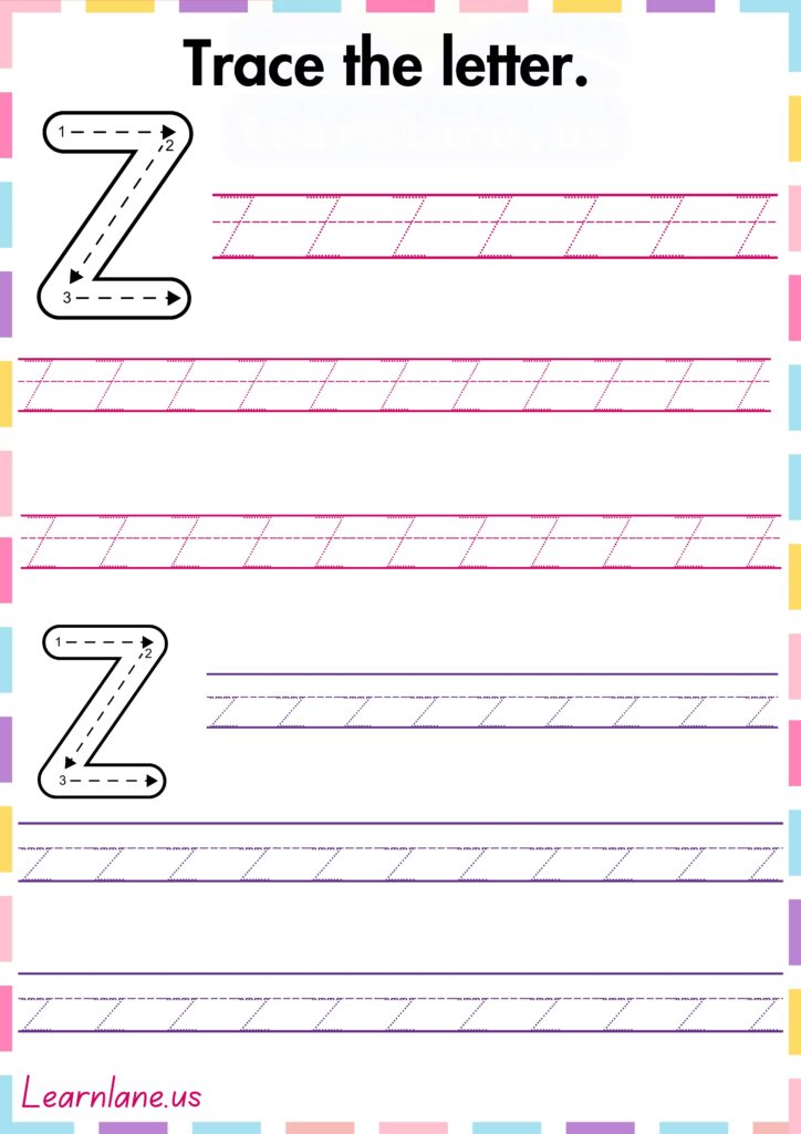 Image showing Trace and practice both Capital and small z preschool worksheet