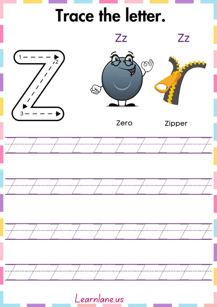 Image showing Trace and practice the letter Capital z worksheet for preschool