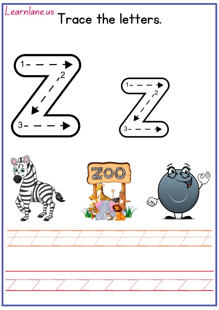 Image showing Trace both letters CAPITAL AND SMALL z preschool worksheet