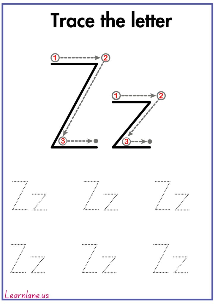 Image showing Trace the capital and small letter z following arrow worksheet for preschool