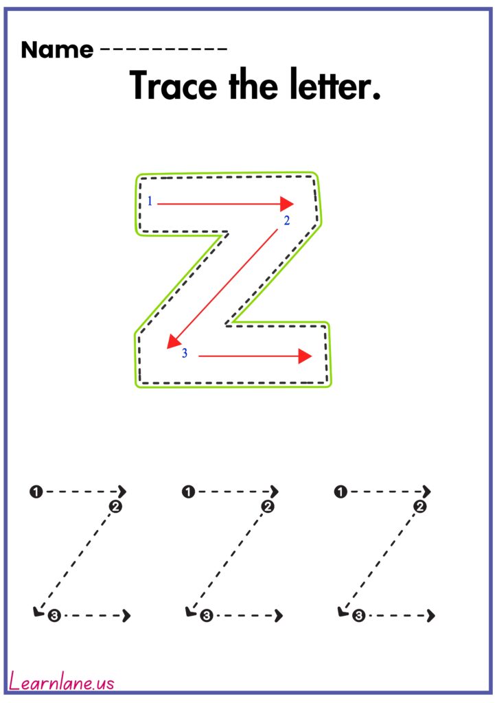 Image showing Trace the letter small z preschool workseet
