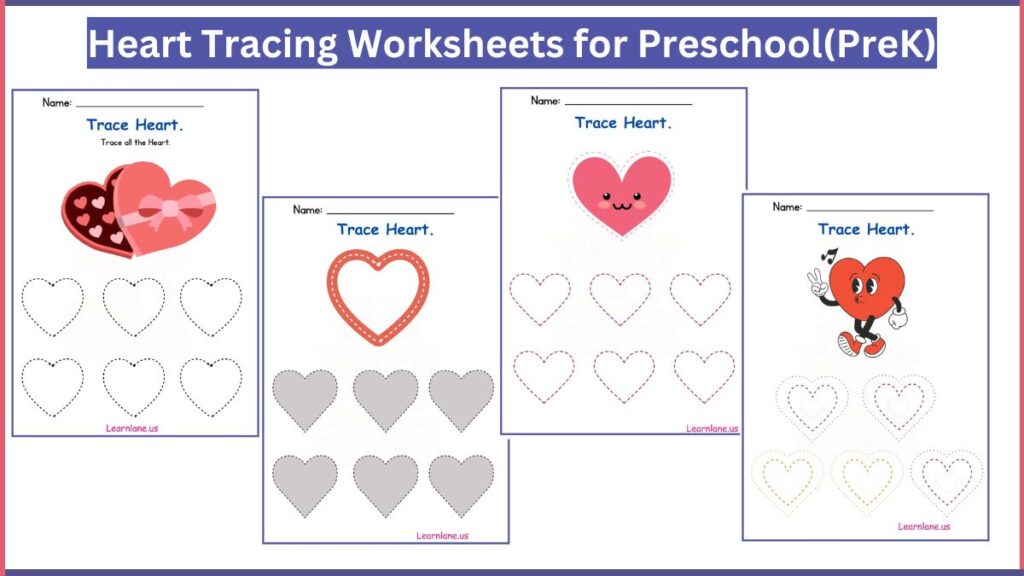 Image showing Heart Tracing Worksheets for Preschoolers
