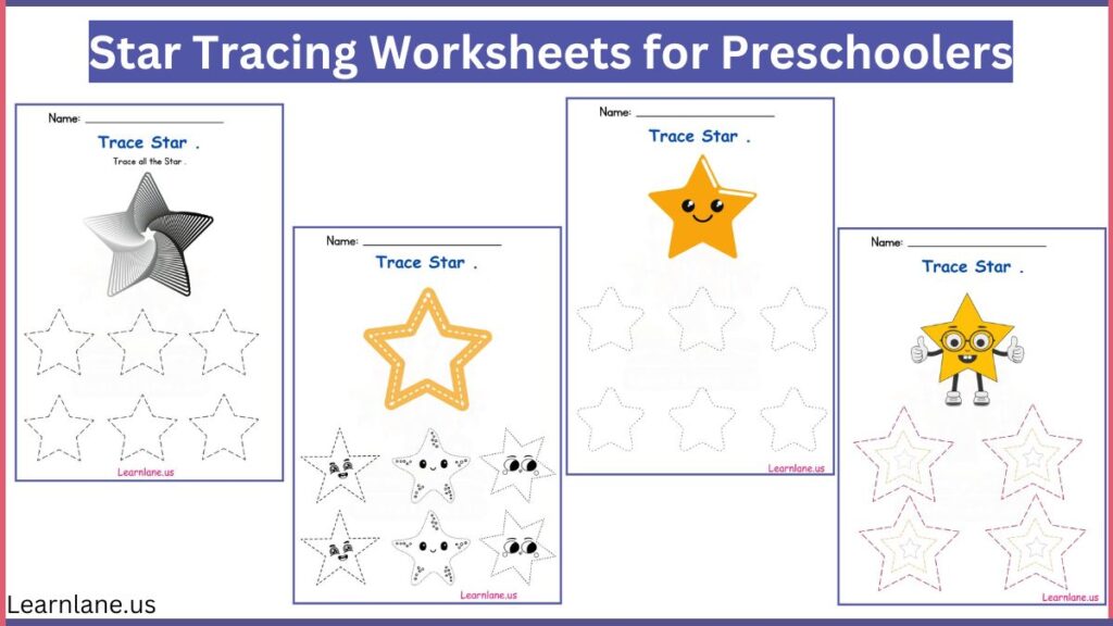 image showing Star Tracing Worksheets for Preschoolers