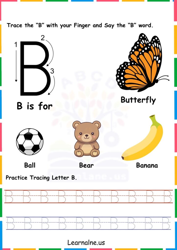Image showing Letter B Tracing Worksheets for Kindergarten