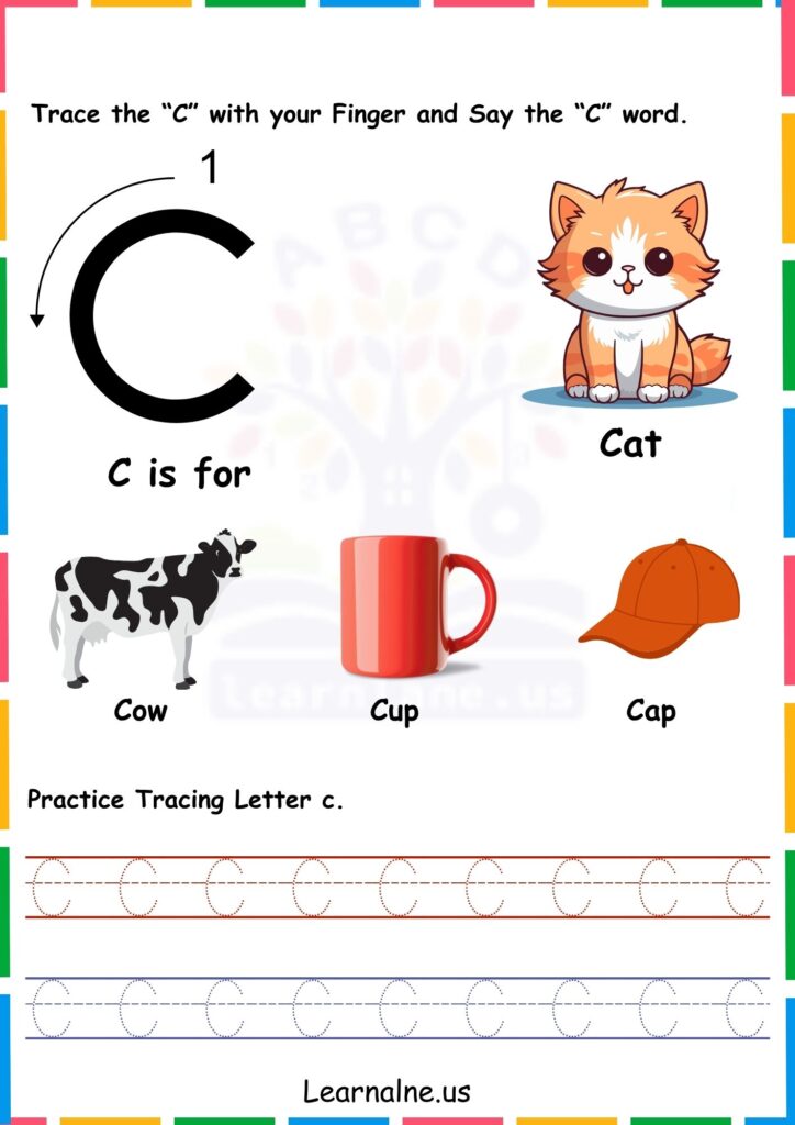 image showing Letter C Tracing Worksheets for Kindergarten