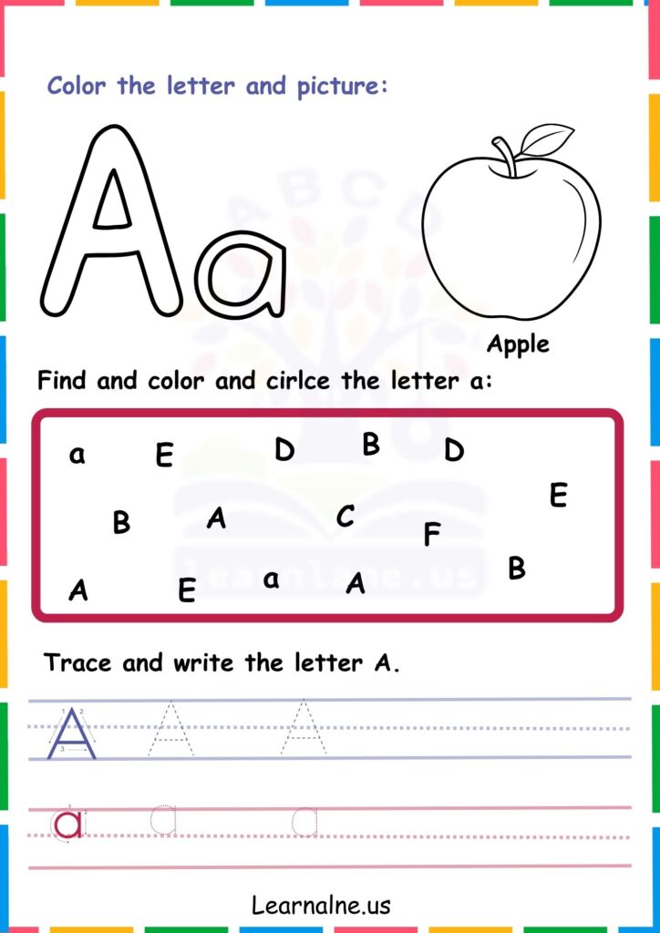 Image showing Letter A Tracing Worksheets for Kindergarten