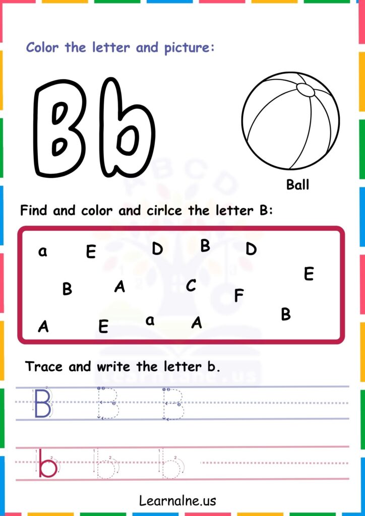 Image showing Letter B color, find circle and Trace worksheet
