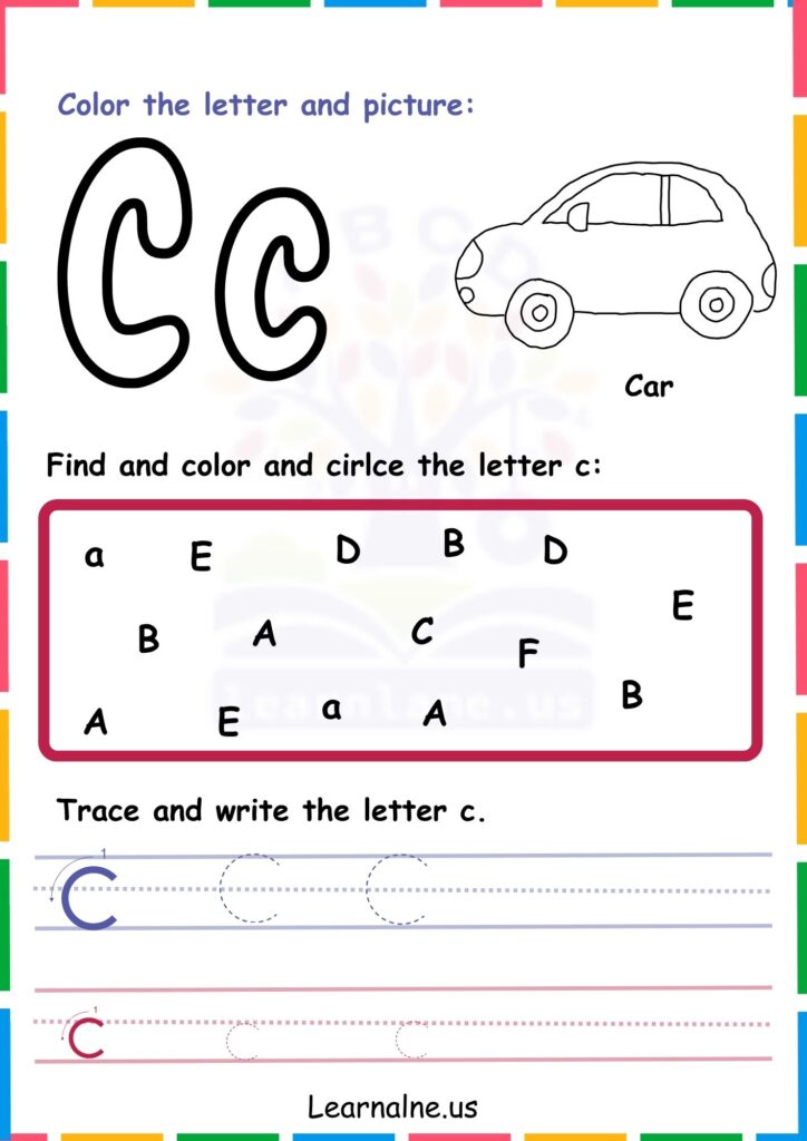 image showing Letter C Tracing Worksheets for Kindergarten