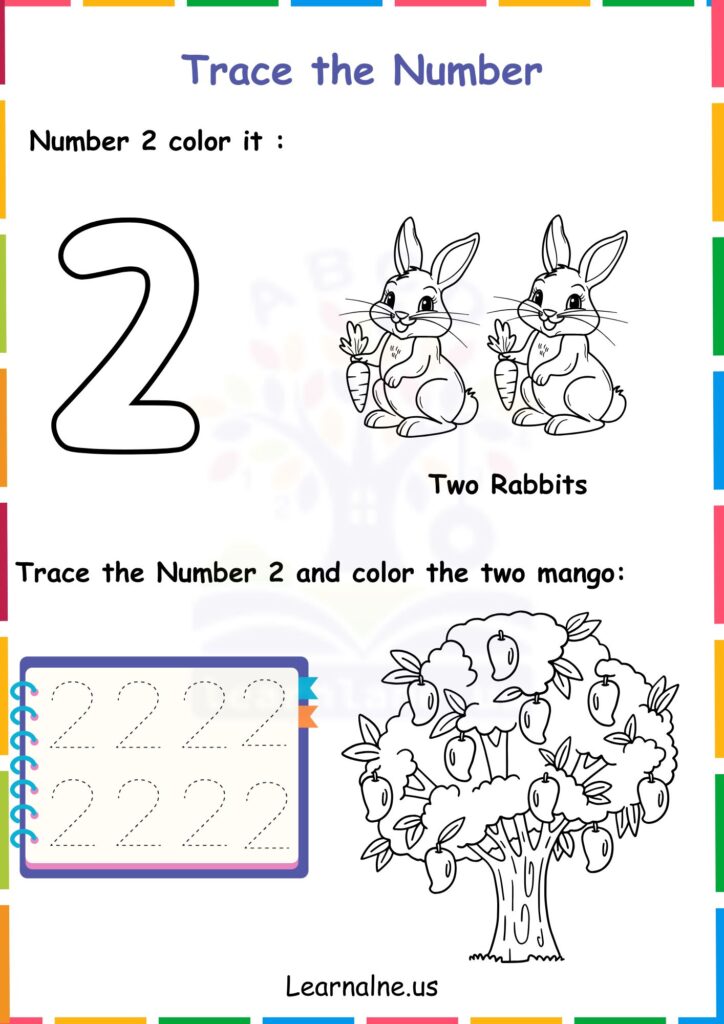 Image showing Number 2 Tracing Worksheets for Kindergarten