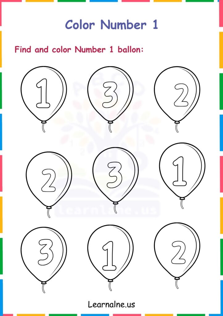Image showing Number 1 Tracing Worksheets for Kindergarten