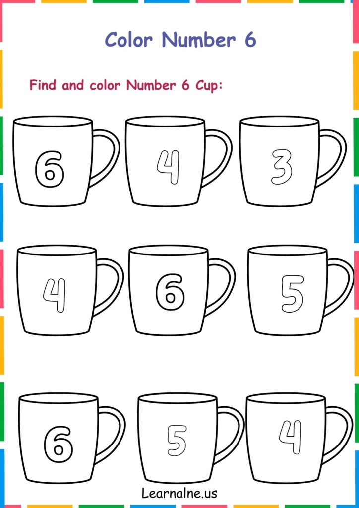 image showing Number 6 Worksheets for Kindergarten