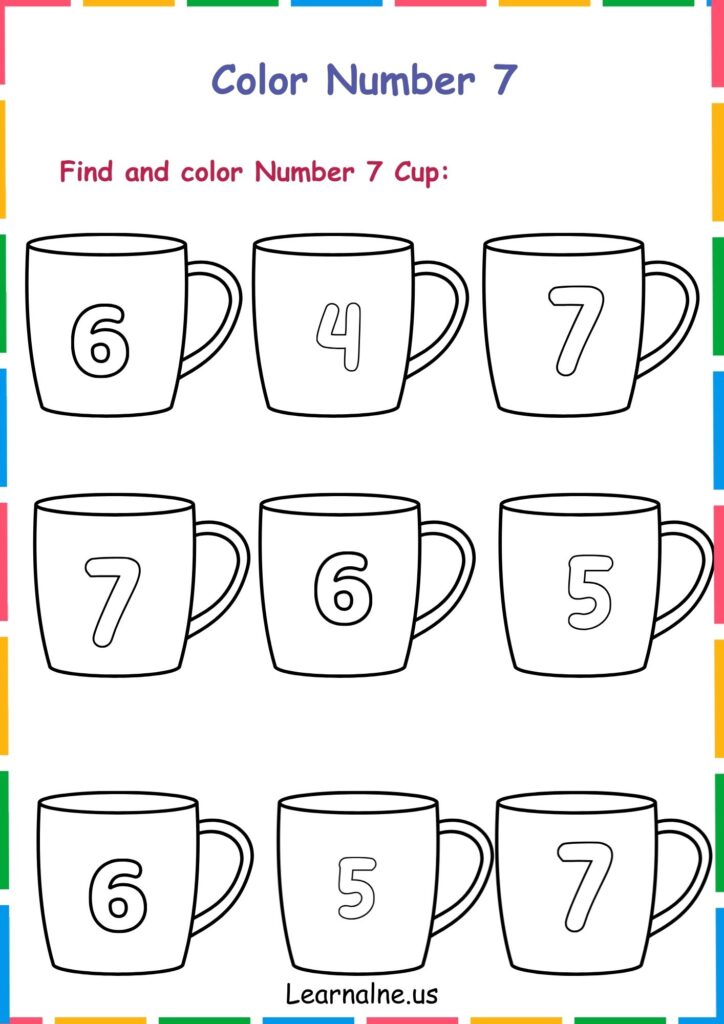 image showing Number 7 Tracing Worksheets for Kindergarten