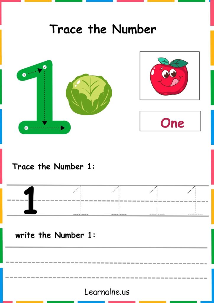 image showing Number 1 Tracing Worksheets for Kindergarten
