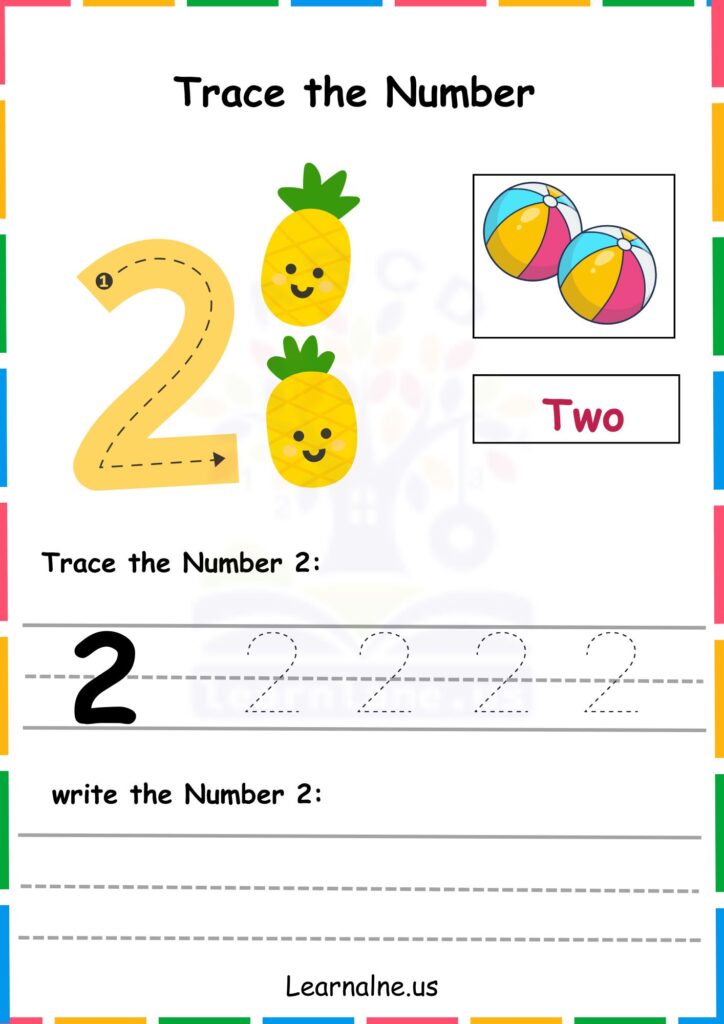 Image showing Number 2 Tracing Worksheets for Kindergarten