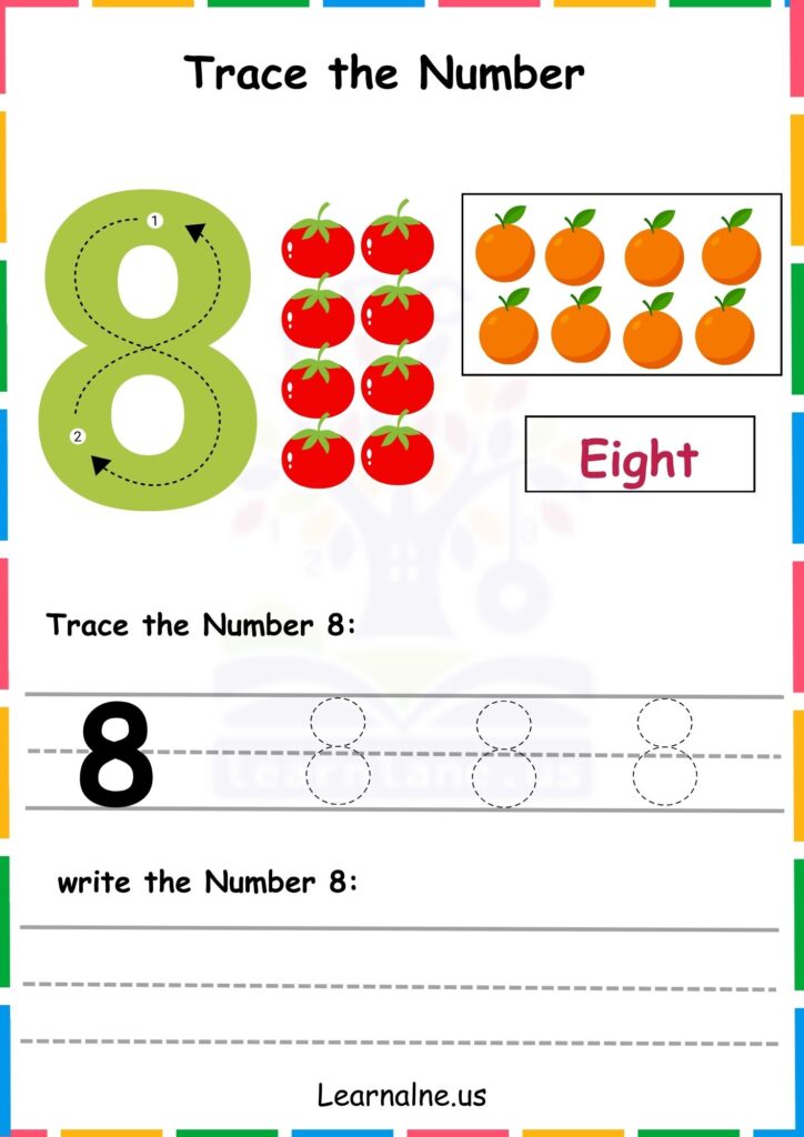 image showing letter 8 trace and write worksheets for kindergarten