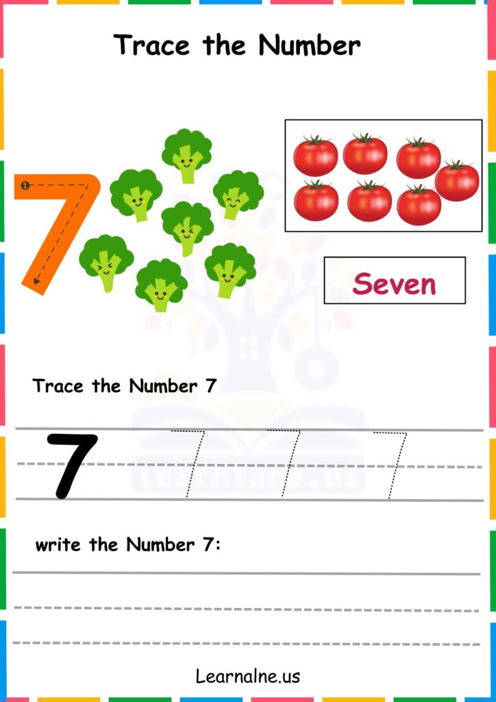 image showing Number 7 Tracing Worksheets for Kindergarten