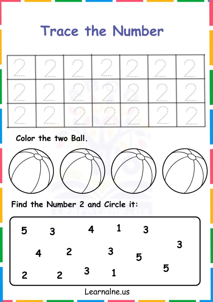 Image showing Number 2 Tracing Worksheets for Kindergarten