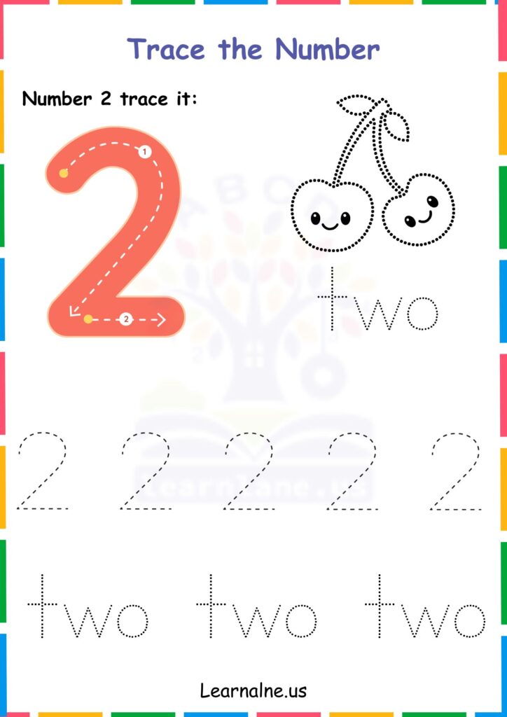 Image showing Number 2 Tracing Worksheets for Kindergarten