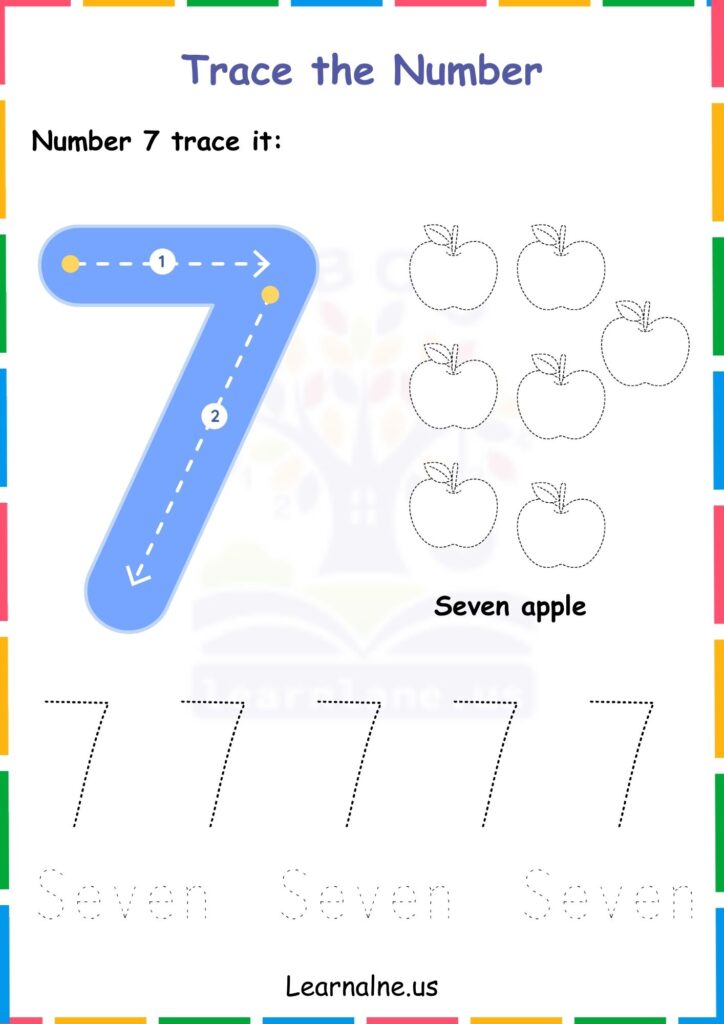 image showing Number 7 Tracing Worksheets for Kindergarten