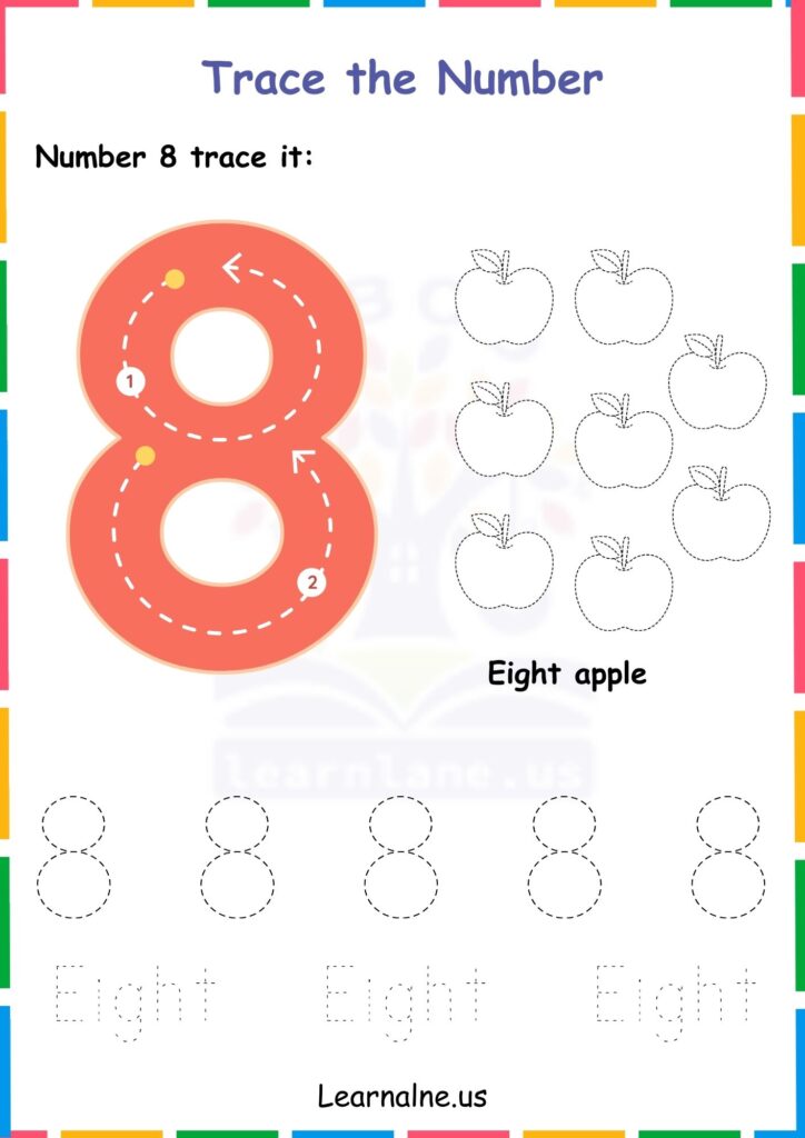 Image showing letter 8 trace worksheets for kindergarten