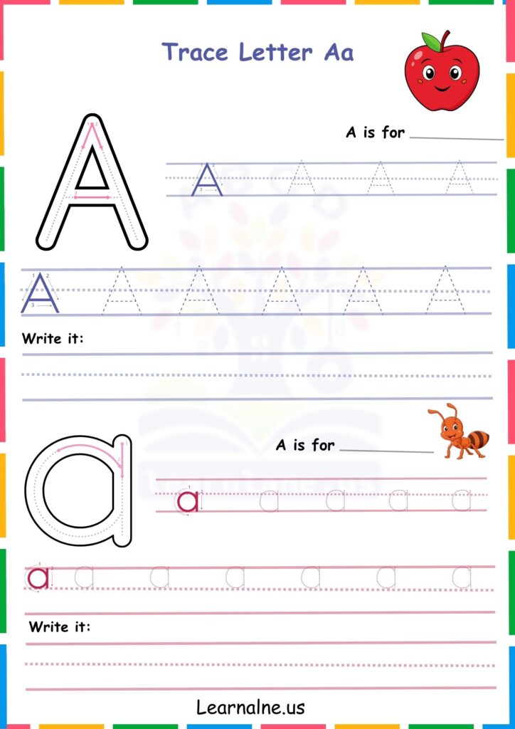 Image showing Letter A Tracing Worksheets for Kindergarten