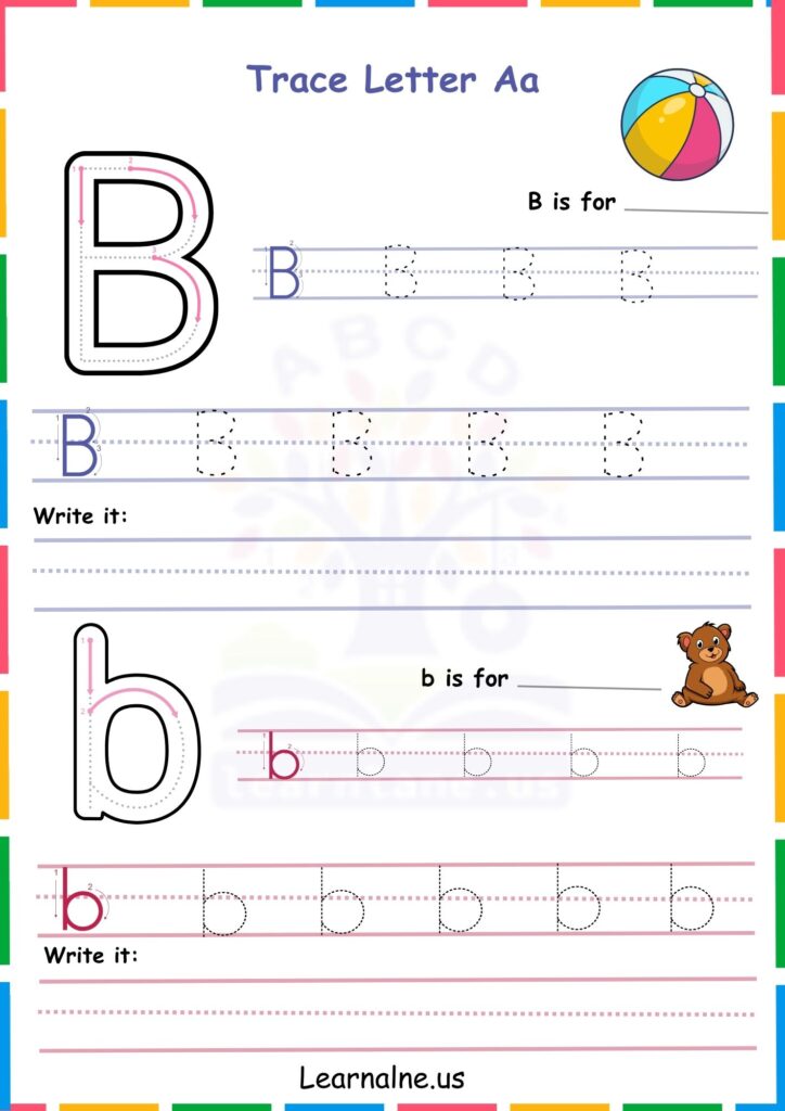 Image showing Letter B Tracing Worksheets for Kindergarten