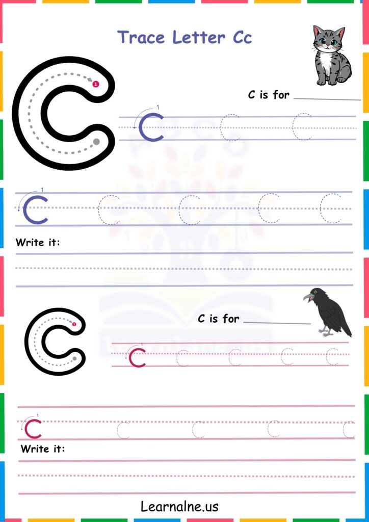 image showing Letter C Tracing Worksheets for Kindergarten