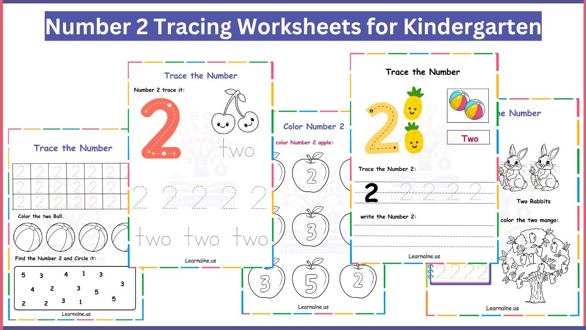 Image showing Number 2 Tracing Worksheets for Kindergarten