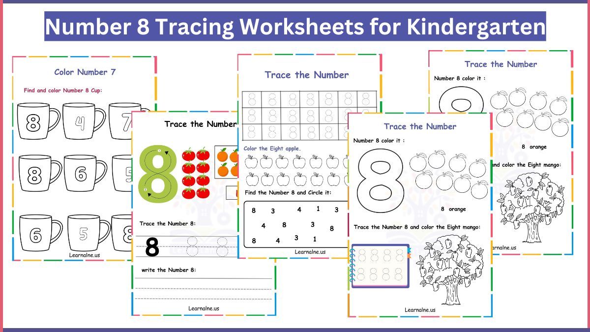 Image showing Free Printable Number 8 Worksheets for Kindergarten