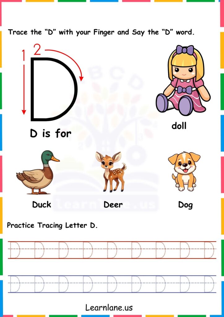 Image showing Alphabet d trace and Learn Worksheets for Kindergarten