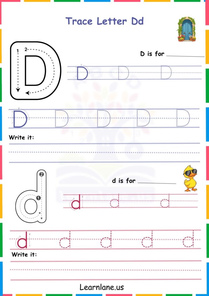 Image showing Trace the alphabet d worksheets for kindergarten