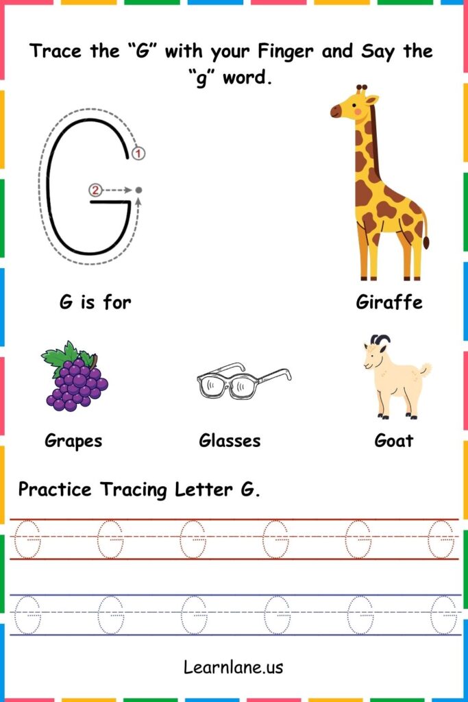 Image showing Trace the Letter G worksheets for kindergarten