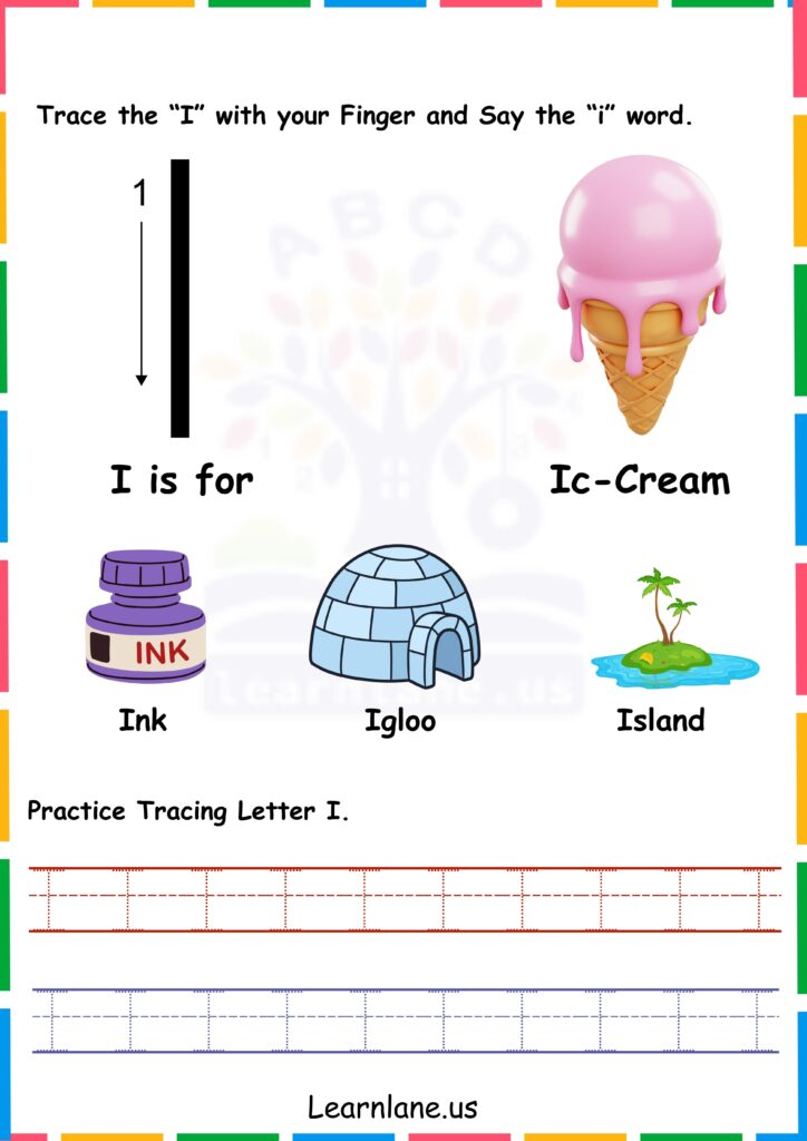 Image showing Alphabet I trace and Learn Worksheets for Kindergarten