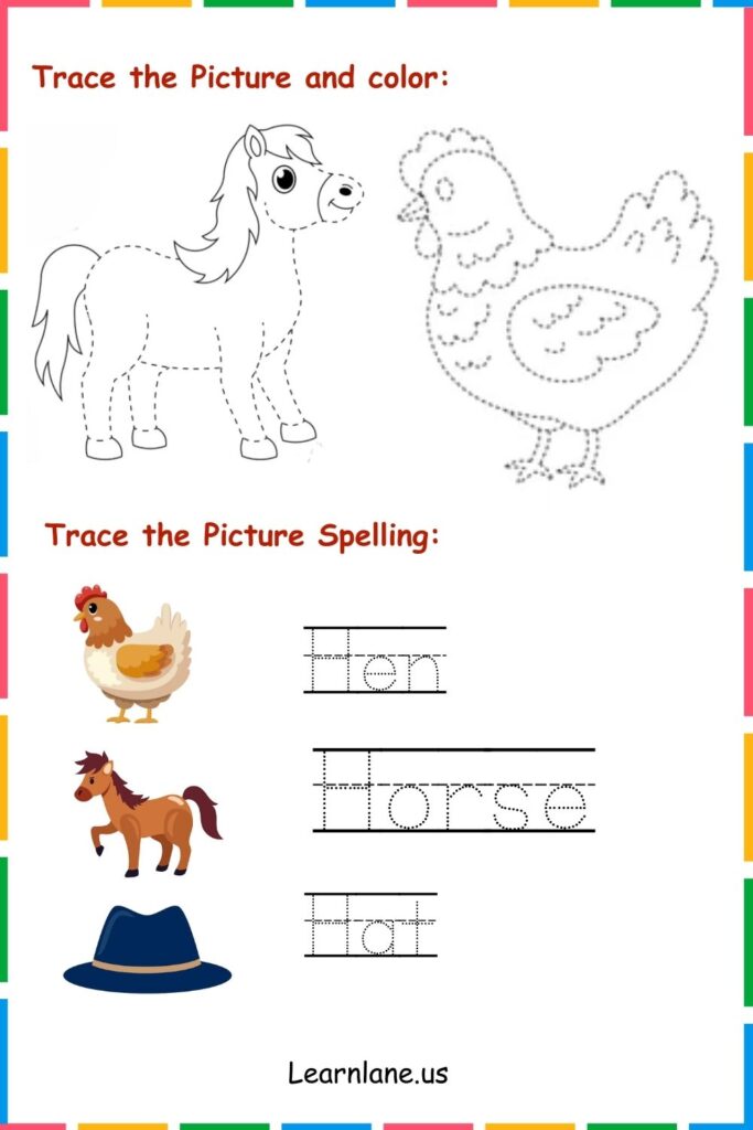 Image showing Trace and color the letter H worksheets for kindergarten