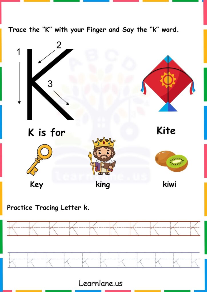 Image showing Alphabet k trace and Learn Worksheets for Kindergarten