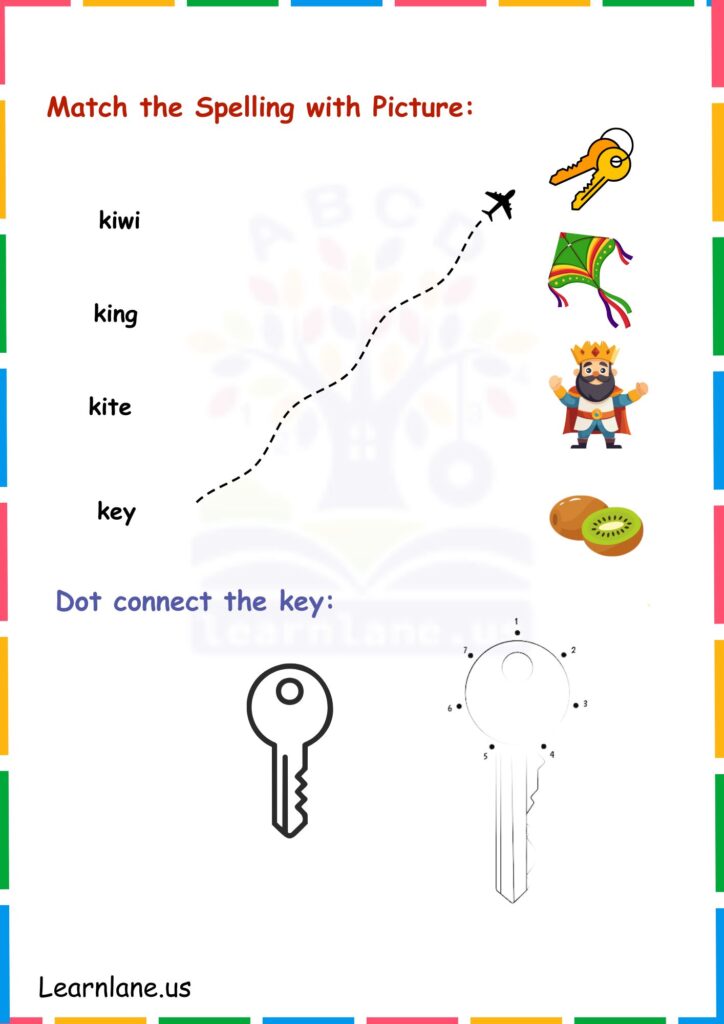 Image showing Match and Connect the dot Picture letter k  worksheets for kindergarten