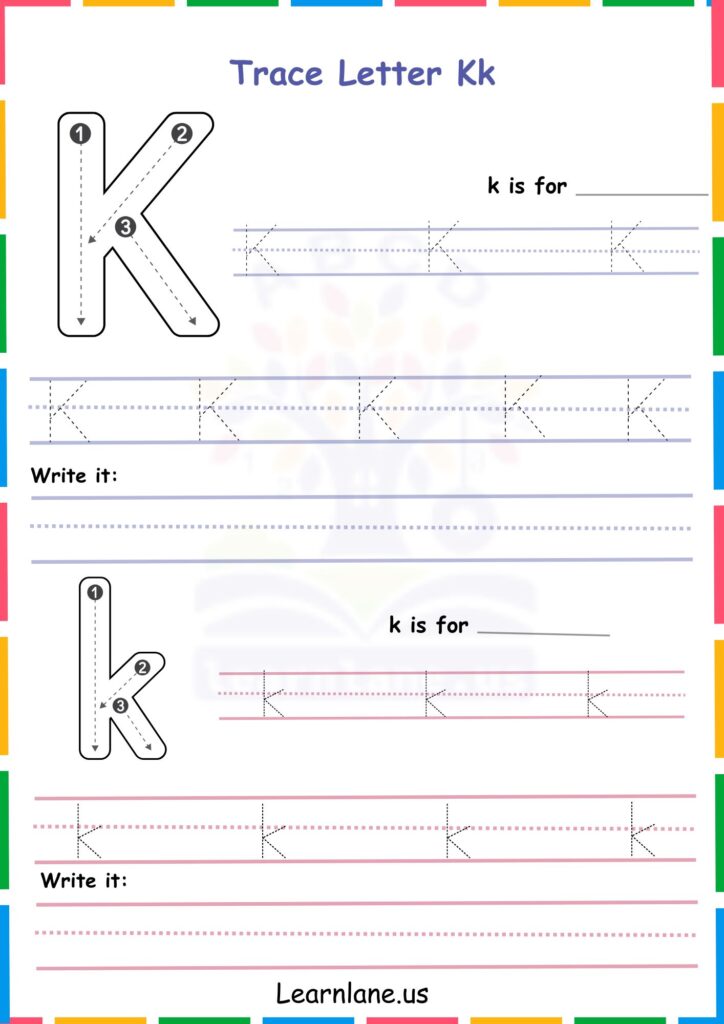 Image showing Trace the alphabet k  worksheets for kindergarten
