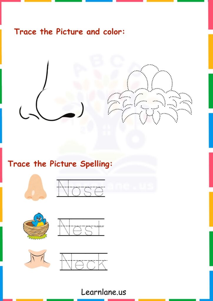 Image showing Trace the Alphabet N  Letters and picture worksheets for kindergarten